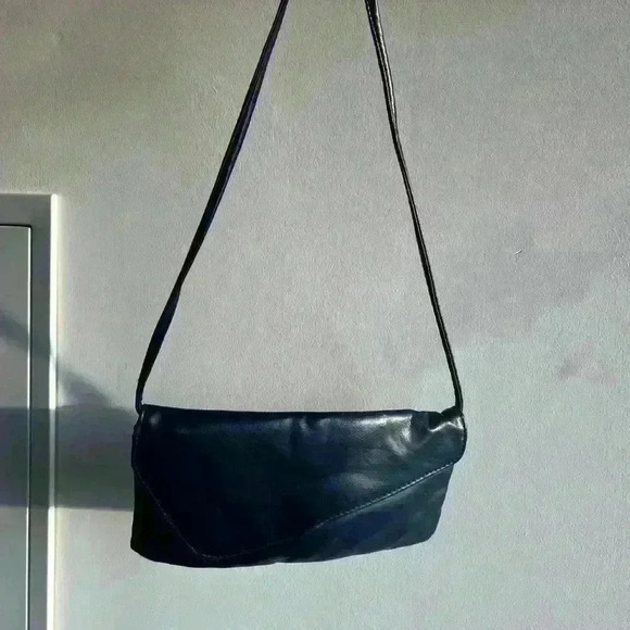 Vintage Y2K Inspired Party Stylish Navy Blue Faux Leather Shoulder Bag Purse - Picture 5 of 16